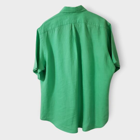 Ralph Lauren Mens Linen SS Button Down Shirt Classic Fit Bright Green Sz XL Pony - Picture 4 of 11